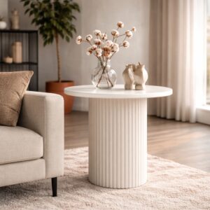 Table Coin Magic – Élégance Minimaliste et Design Moderne - Blanc cassé