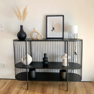 Console Striped en Métal Noir