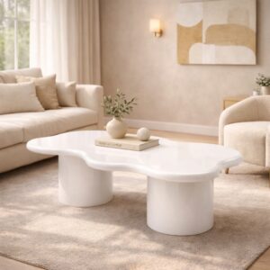 Table Basse Luna – Design Organique et Élégance Moderne - Blanc