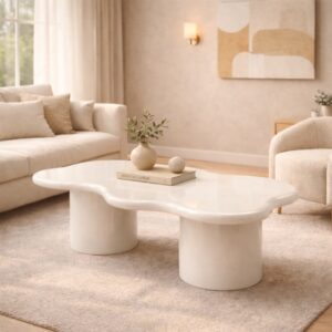 Table Basse Luna – Design Organique et Élégance Moderne - Blanc cassé
