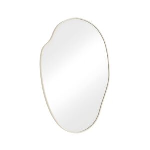 Le Miroir Halo Gold – Design Organique avec Cadre Doré - Blanc cassé