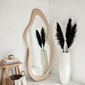 Miroir Vague – En Cadre Tissu - Beige, 160 × 60 cm