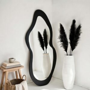 Miroir Vague – En Cadre Tissu - Noir, 160 × 60 cm