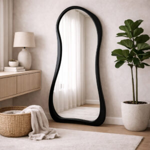 Miroir Dune – Design Organique en Bois Massif - Noir, 180 x 100 cm