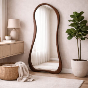 Miroir Dune – Design Organique en Bois Massif - Marron, 180 x 100 cm