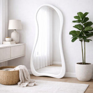 Miroir Dune – Design Organique en Bois Massif - Blanc, 180 x 100 cm
