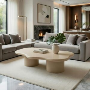 Table Basse Nuage - Design Organique - Beige