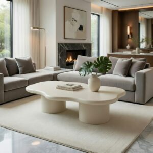 Table Basse Nuage - Design Organique - Blanc cassé