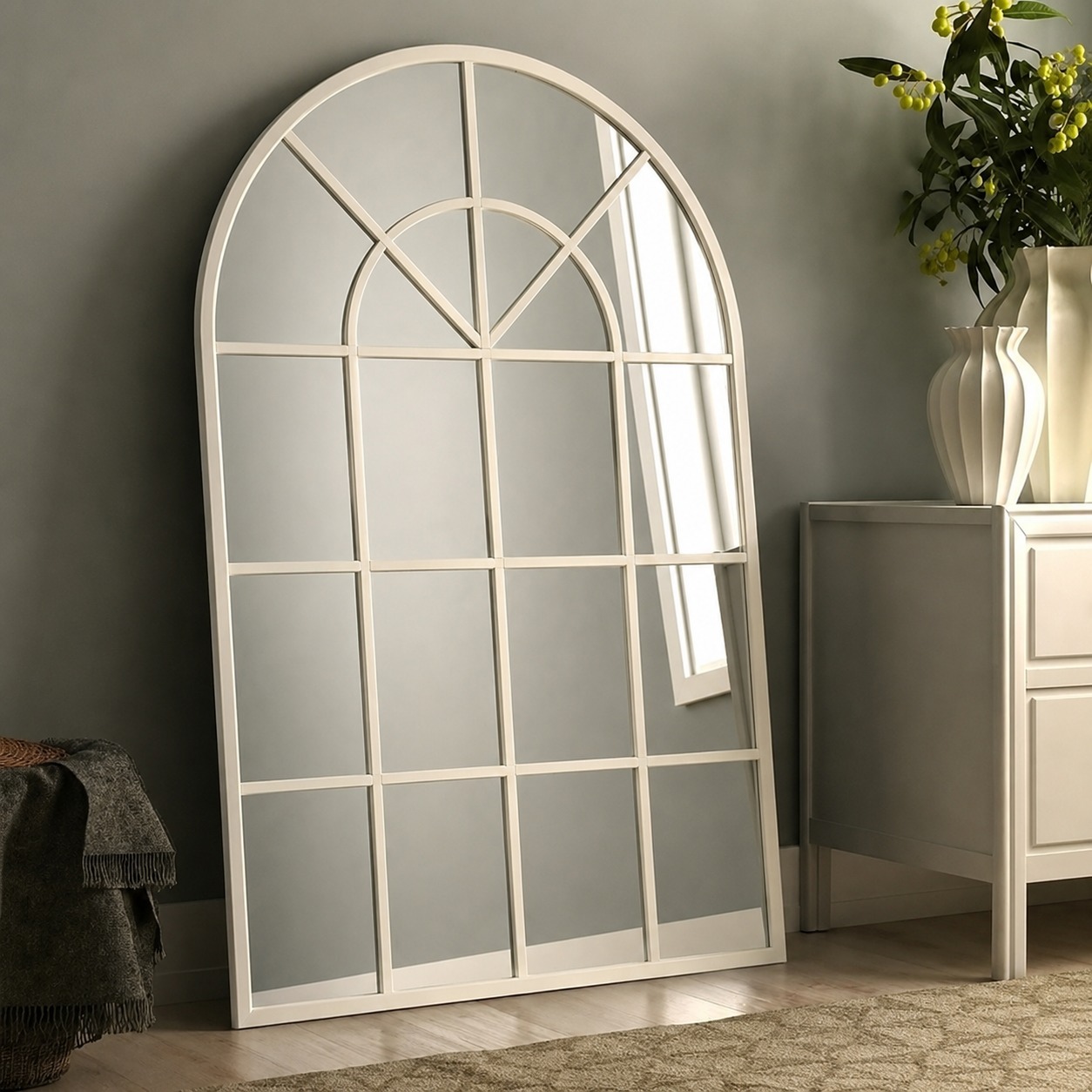 Miroir Arched Style Fenêtre -Élégance Vintage en Bois HDF – Image 4