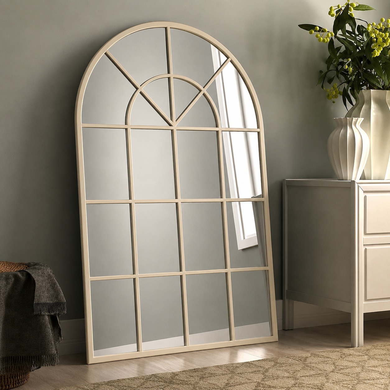 Miroir Arched Style Fenêtre -Élégance Vintage en Bois HDF – Image 5