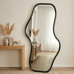 Miroir Zigzag – Forme Organique et Élégance Naturelle - Noir