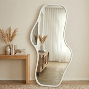 Miroir Zigzag – Forme Organique et Élégance Naturelle - Blanc