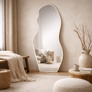 Miroir Ébène – Design Organique et Élégance Contemporaine - Blanc cassé, 170 × 70 cm