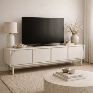 Meuble TV Moderne – Élégance Minimaliste et Fonctionnalité - Blanc cassé