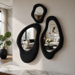 Shabby Bouclette – Set de Miroirs Sculpturaux en Tissu Bouclé - Noir