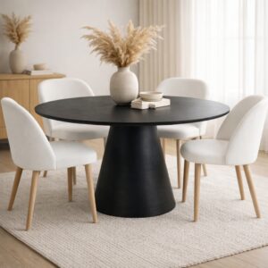 Table à Manger Conique – Élégance Sculpturale et Convivialité - Noir, 110 cm x 75 CM