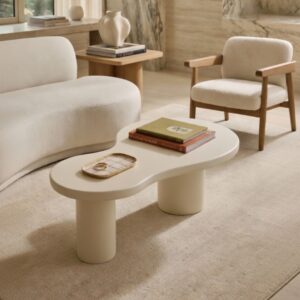 Table Basse Guitare – Design Organique et Original - Blanc cassé