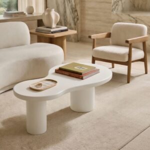 Table Basse Guitare – Design Organique et Original - Blanc