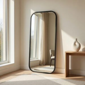 Miroir Soft Edge – Design Minimaliste aux Lignes Douces - Noir, 160 × 60 cm