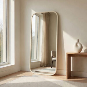 Miroir Soft Edge – Design Minimaliste aux Lignes Douces - Blanc cassé, 160 × 60 cm