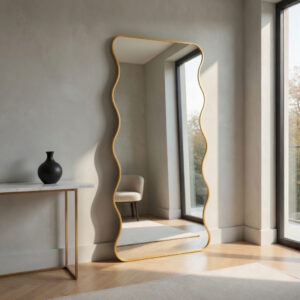 Miroir Spiral – Design Ondulé et Élégance Contemporaine - Doré, 160 × 60 cm