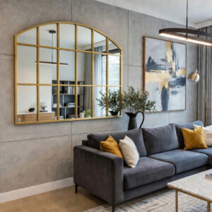 Miroir Brooklyn – Élégance Industrielle et Design Panoramique - Doré, 120 x 80 cm