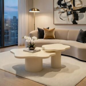 Tables Basses Shadow – Duo Organique et Élégance Moderne - Blanc cassé