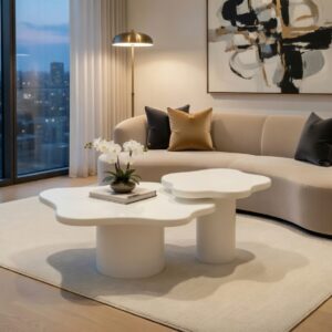 Tables Basses Shadow – Duo Organique et Élégance Moderne - Blanc