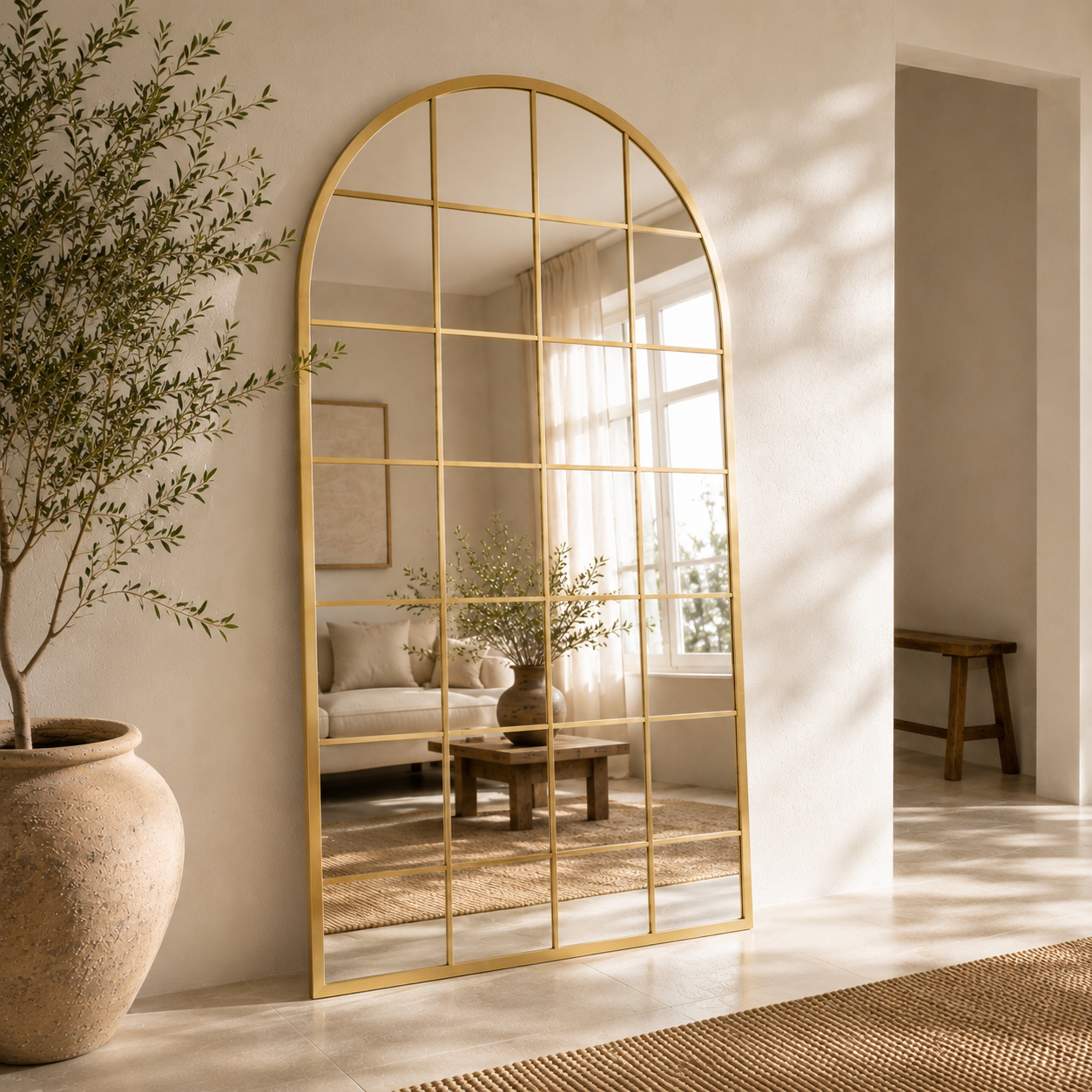 Miroir Arch XXL – Élégance Verrière et Lumière Intérieure