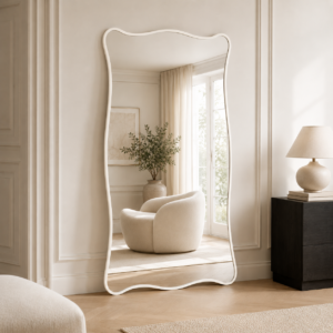 Miroir Ondulations Royal – Design Sculptural et Élégance Monumentale - Blanc cassé, 180 × 90 cm