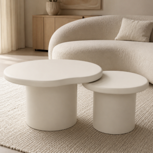 Tables Nénuphar – Duo Organique et Élégance Naturelle - Blanc cassé