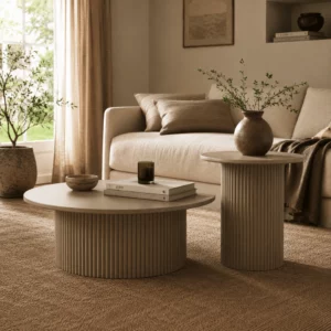 Duo Table Lina – Élégance Moderne et Harmonie Parfaite - Beige
