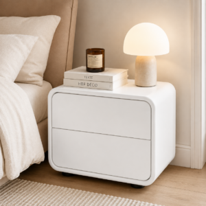 Table de Nuit Noxtic – Élégance Minimaliste et Rangement Pratique - Blanc