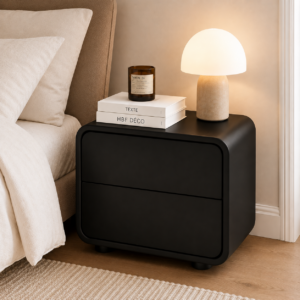 Table de Nuit Noxtic – Élégance Minimaliste et Rangement Pratique - Noir