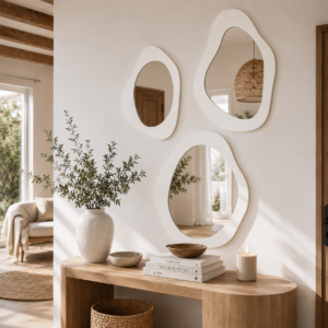 Miroir Shabby – Élégance Organique et Charme Contemporain - Blanc