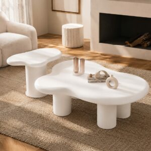 Tables Basses Duo-Nuage – L’Art des Formes Organiques - Blanc