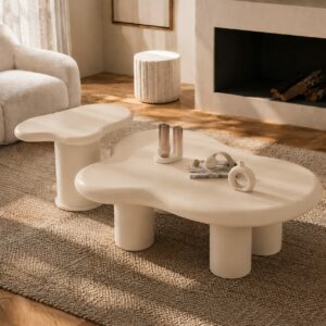 Tables Basses Duo-Nuage – L’Art des Formes Organiques - Beige