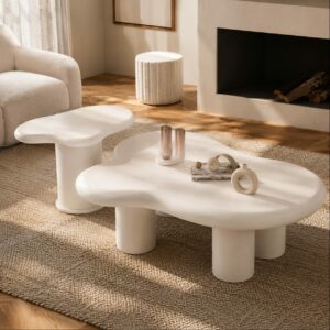 Tables Basses Duo-Nuage – L’Art des Formes Organiques - Blanc cassé