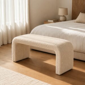 Banquette Curve – Élégance Douce et Design Contemporain - Beige, 110 X 46 X 41 cm