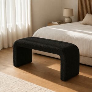 Banquette Curve – Élégance Douce et Design Contemporain - Noir, 110 X 46 X 41 cm
