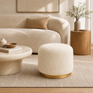 Pouf COCO – Pouf circulaire au design moderne - Blanc cassé