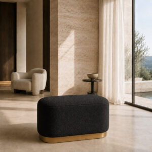 Pouf ZOLA – Pouf ovale au design moderne et épuré - Noir