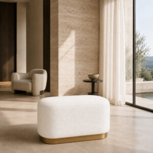 Pouf ZOLA – Pouf ovale au design moderne et épuré - Blanc