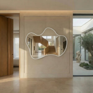 Miroir Pond – Miroir mural organique aux lignes fluides - Blanc