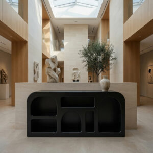 Console Horizon – Design asymétrique aux courbes modernes - Noir, 140 × 40 × 75 cm