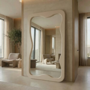 Miroir Curva – Grand miroir asymétrique - Beige