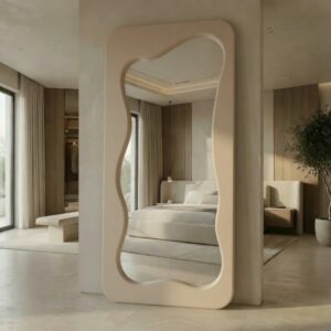 Miroir ELARA – Grand miroir asymétrique au design sculptural - Beige, 170 × 80 cm