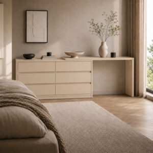 Commode Sombra – Commode 6 tiroirs avec coiffeuse intégrée - Beige, 220 X 75 X 40 cm