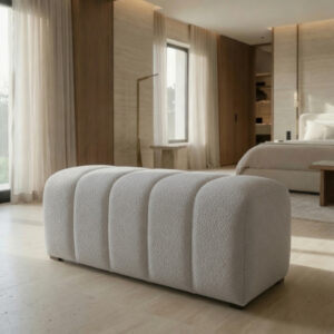 Banquette Sienna – Design Minimaliste En Tissu Bouclé - Gris