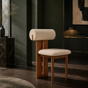 Chaise Keno – Design contemporain en bouclette fine - Beige